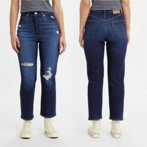 NWT Levis Ribcage Straight Ankle Distressed Jeans Plus Sz 16 W